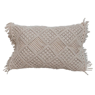 Macrame Lumbar Fringe Pillow