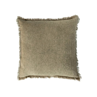 Linen Pillow w/ fringe - Brown