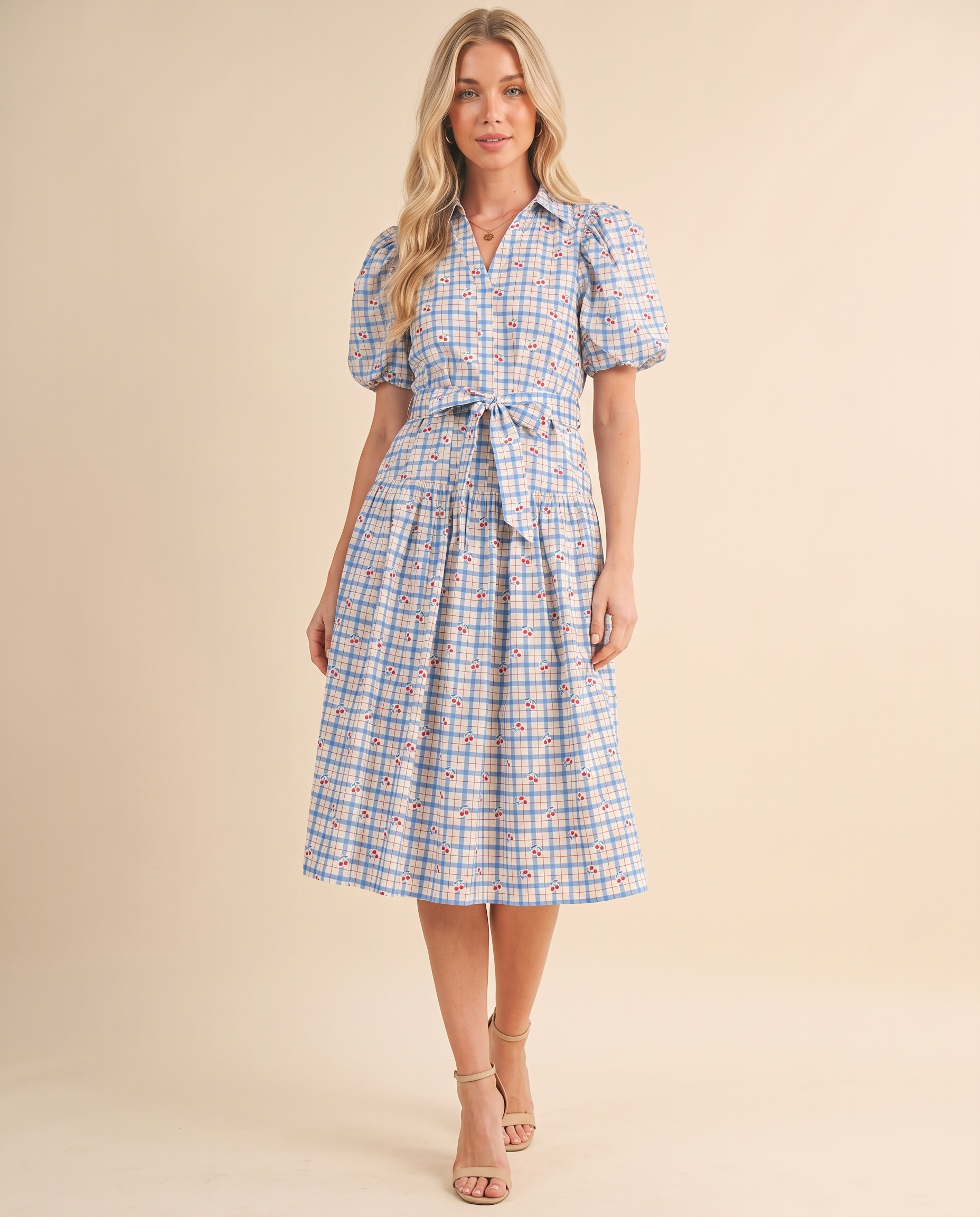 midi picnic dress Cherry empire wedding dress This Summer Day Picnic Lace Maxi Dress with Size:3L