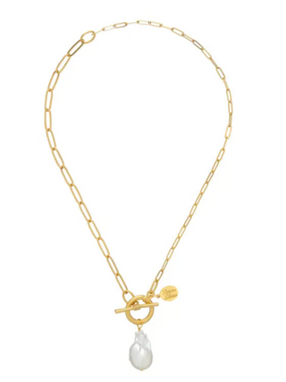Susan Shaw | 24k Gold | Pearl Toggle Necklace