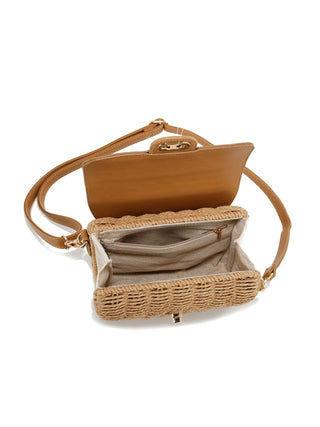 Quilted Straw Crossbody Brown