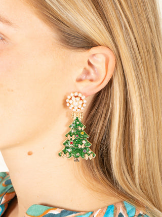 Christmas Tree Beaded Earrings