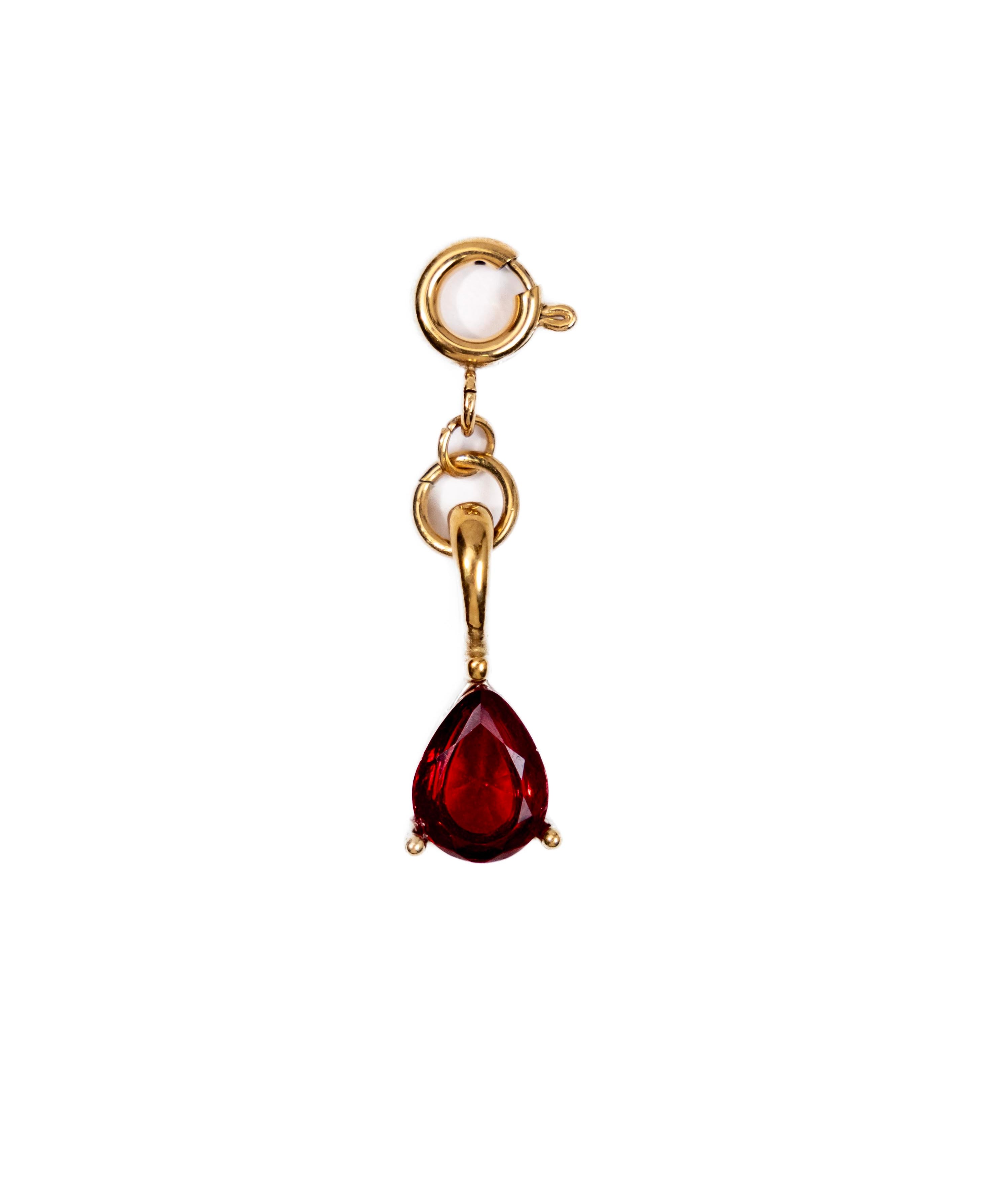 Waterproof Teardrop Birthstone Charm – Personalized Gold-Plated Pendant (detail view 2)