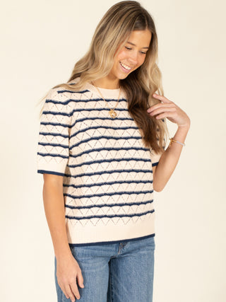 Short Sleeve Pattern Knit Top