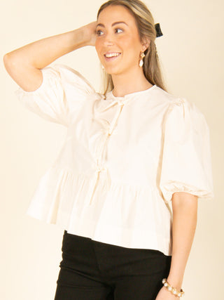 Poplin Front Tie Blouse