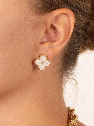 Crystal Clover Stud Earrings