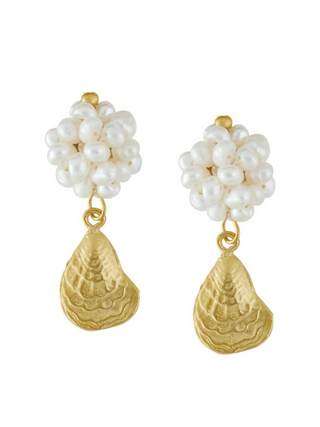 Pearl Cluster Oyster Earrings