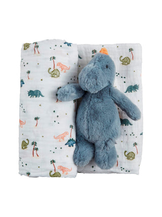 Dino Swaddle & Rattle Set