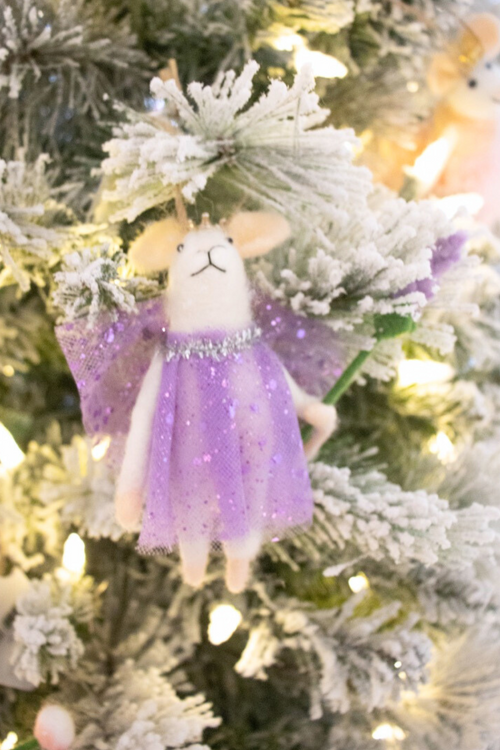 Purple Flower Fairy Mice Felt Ornament