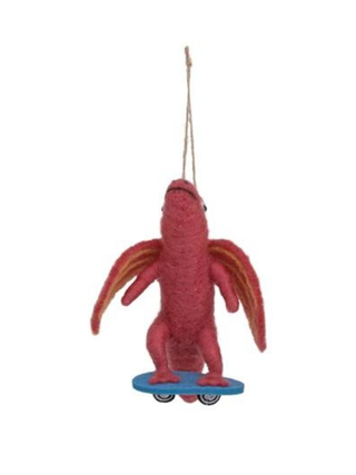 Skateboard Dinosaur Ornament