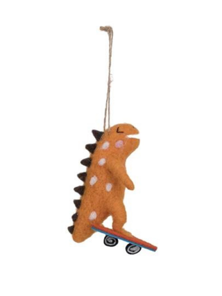 Skateboard Dinosaur Ornament