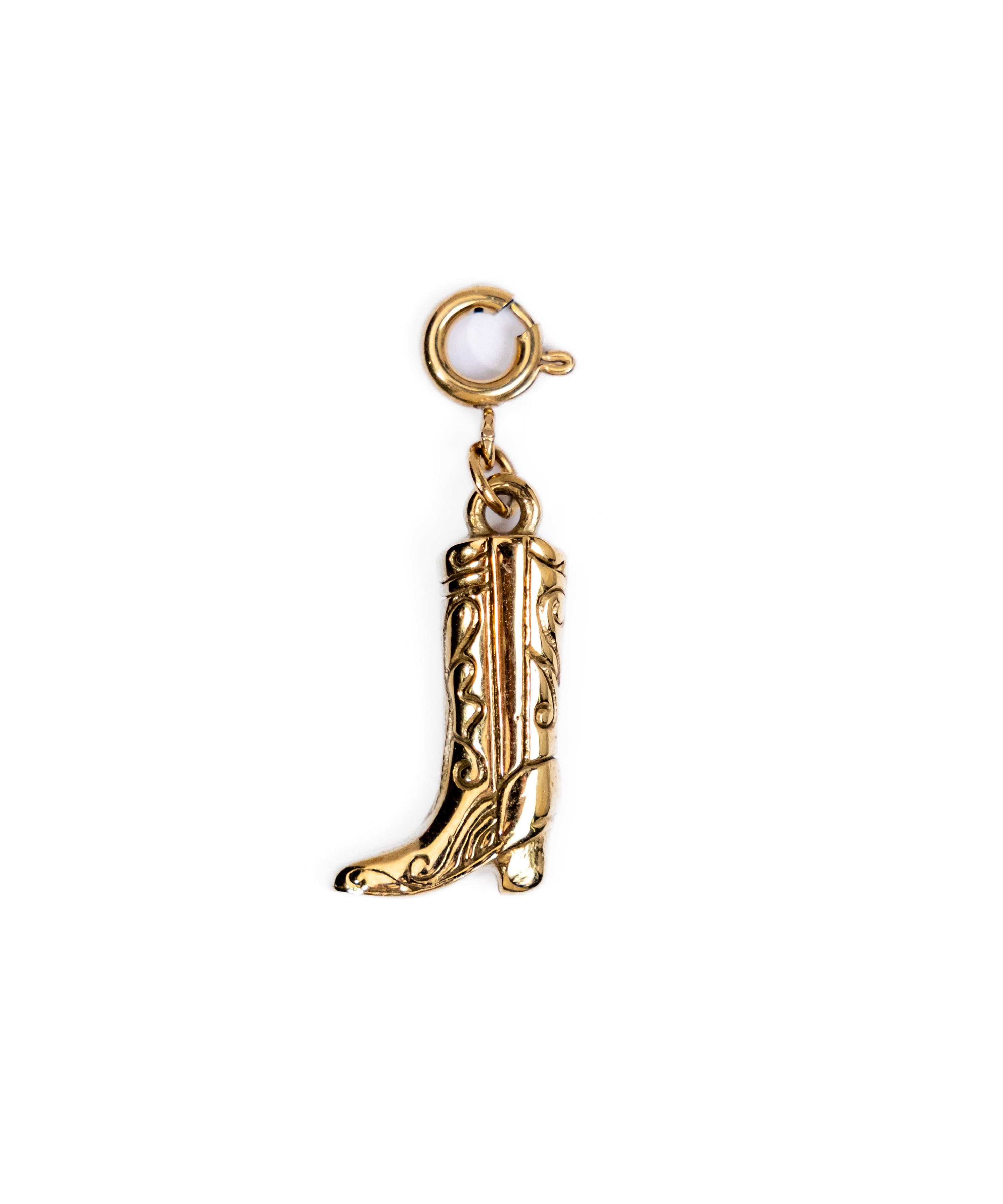 Waterproof Cowboy Boot Charm – Gold-Plated, Tarnish-Free & Hypoallergenic