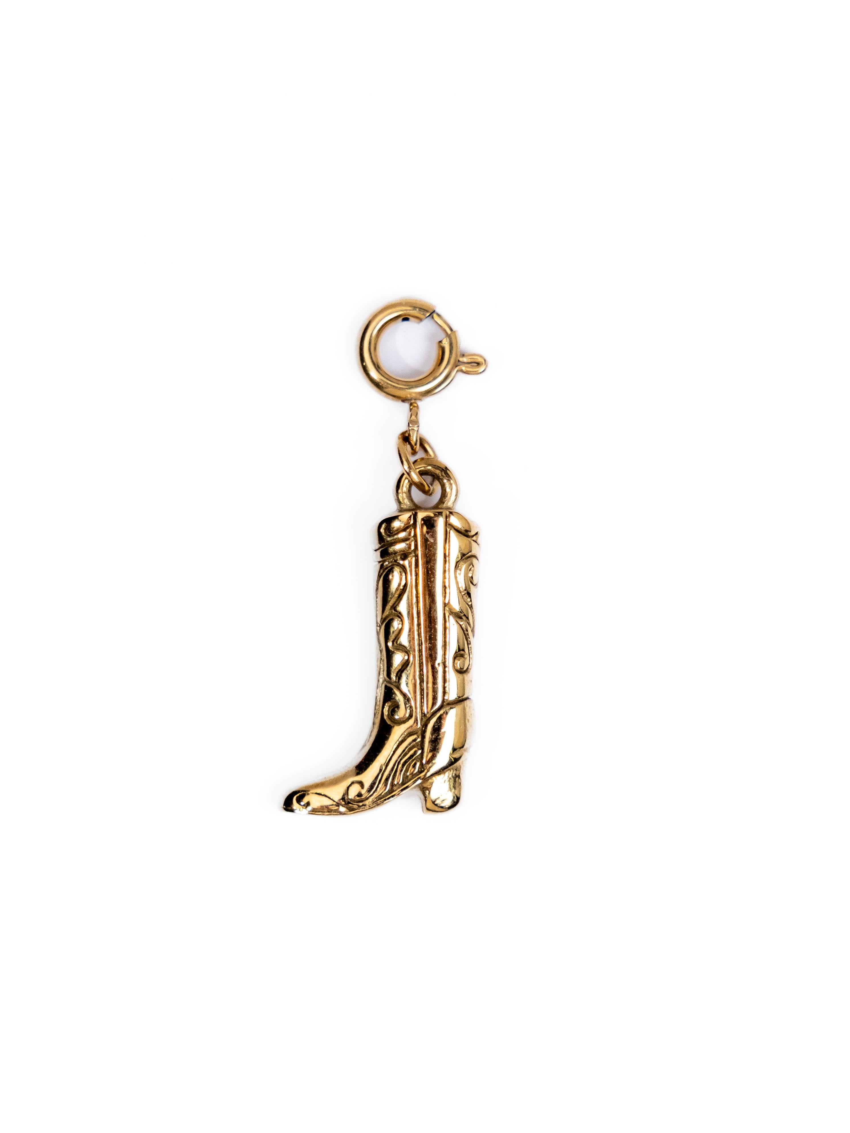 Waterproof Cowboy Boot Charm – Gold-Plated, Tarnish-Free & Hypoallergenic