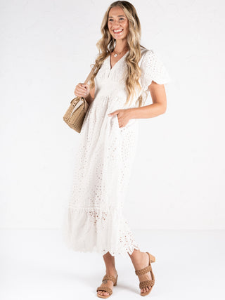 Eyelet Lace Midi Dress