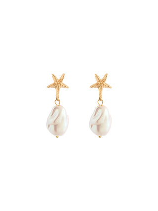 Starfish Pearl Drop Earrings 