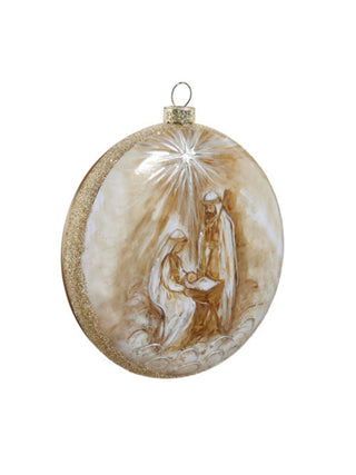 North Star Holy Family Glass Disc Ornament  
