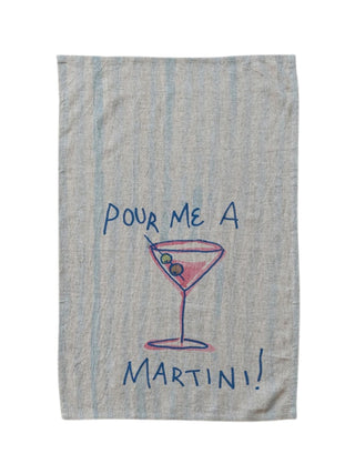 Linen Cocktail Tea Towel Pour Me a Martini!