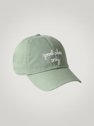 "good vibes only" Embroidered Baseball Hat Green