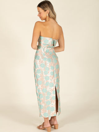 Floral Print Strapless Midi Dress