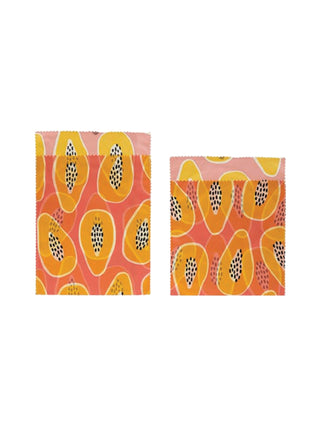 Reusable Fabric Beeswax Food Bags Papaya