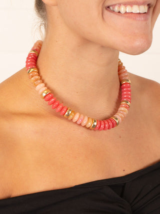 Multi-Color Beaded Necklace Pink