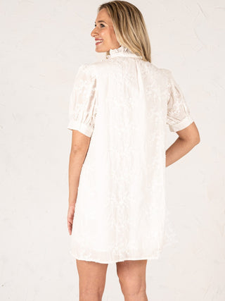 Graceful Bloom Appliqué Mini Dress White