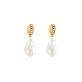 Conch Shell Pearl Drop Earrings 