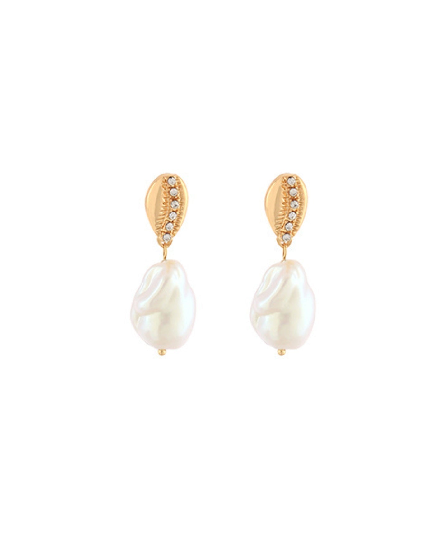Conch Shell Pearl Drop Earrings 