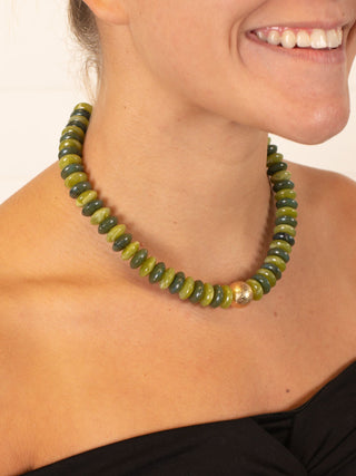 Metal & Color Beaded Necklace