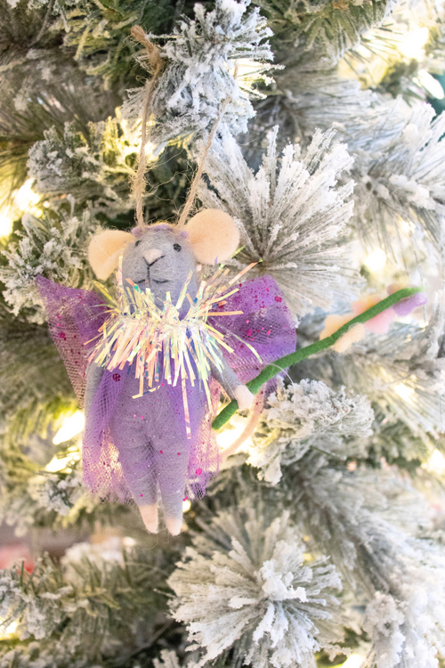 Three Flowers Fairy Mice Felt Ornament