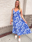 Blue Floral Print Maxi Dress