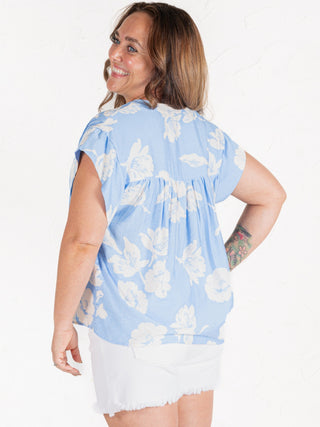 V-Neck Floral Print Top