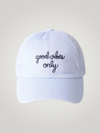 "good vibes only" Embroidered Baseball Hat Blue