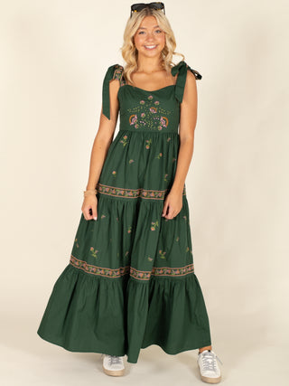 Embroidered Tiered Maxi Dress