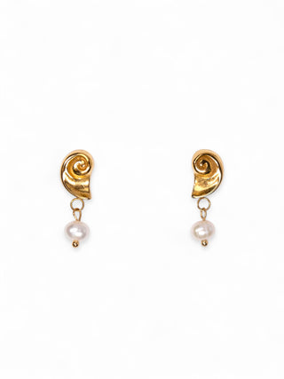 My Sister's Cottage | Waterproof | Nautilus & Pearl Drop Earrings