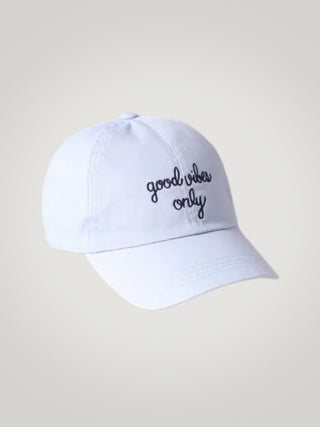 "good vibes only" Embroidered Baseball Hat Blue