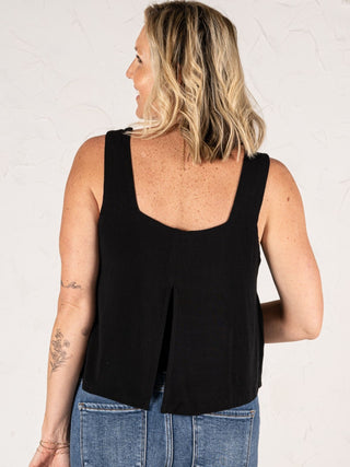 Breezy Split Back Tank Black