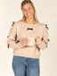 Velvet Bow Cream Sweater