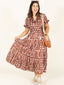 Tassel Tie Print Tiered Dress