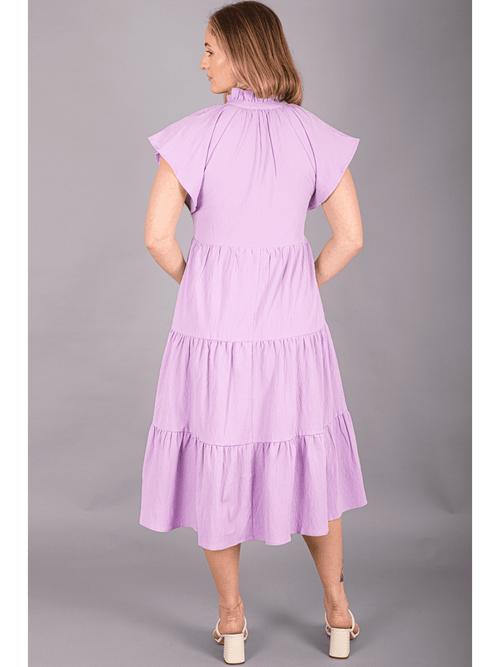 Ruffle Sleeve Midi Dress