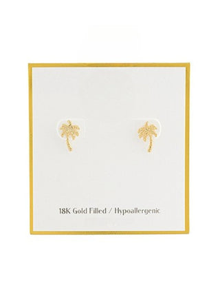 18K Pave Palm Tree Studs 