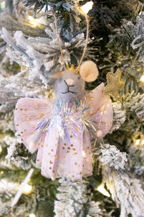 Gold star wand Fairy Mice Felt Ornament