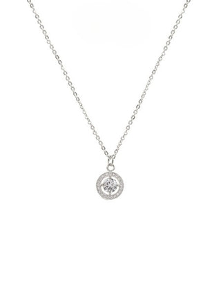 Round CZ Pendant Necklace Silver