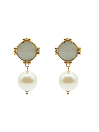 Pearl Cream & Gold Earrings