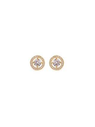 Round CZ Earrings Gold