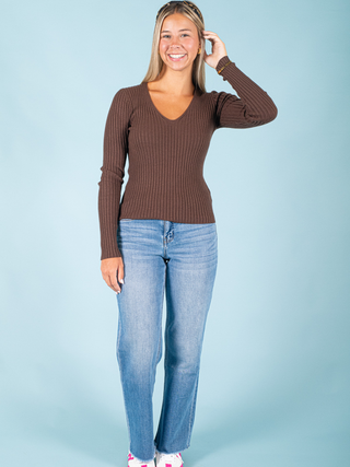 V Neck Fitted Light Sweater