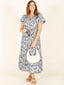 Pre-Order: Blue & White Daisy Print Maxi Dress