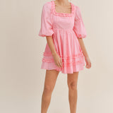 Puff Sleeve Ruffle Mini Dress