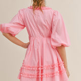 Puff Sleeve Ruffle Mini Dress