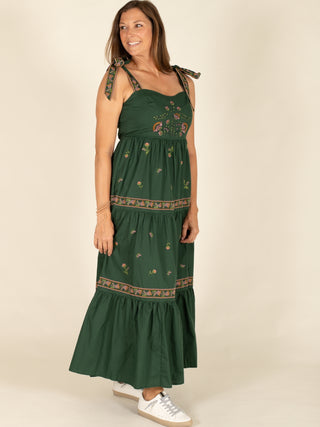 Embroidered Tiered Maxi Dress